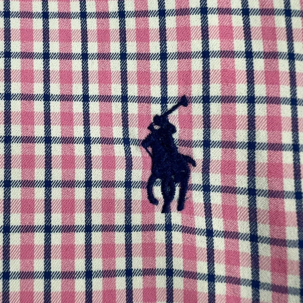 Polo Ralph Lauren Shirt Mens 2XL XXL Pink Blue Check Long Sleeve Performance